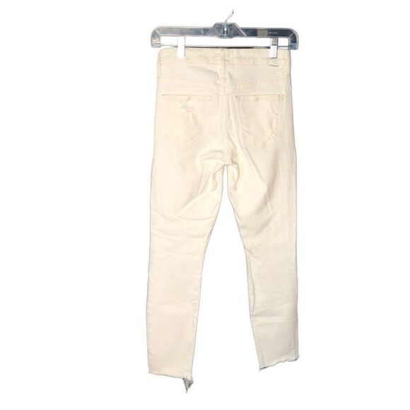 MOTHER Womens High Waisted Looker Ankle Fray Denim Jeans 25 Off White Skinny - Picture 2 of 7